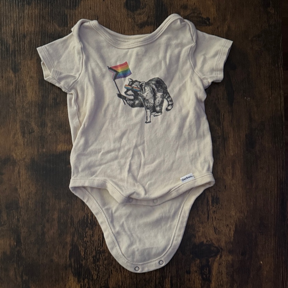 Gerber LGBTQ+ Cream Raccoon Bodysuit